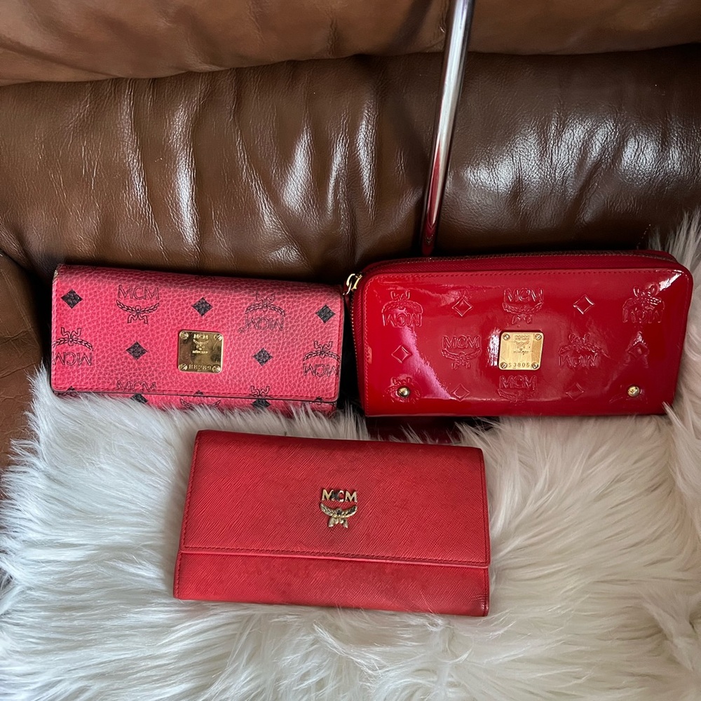 MCM Red Wallet Trio
